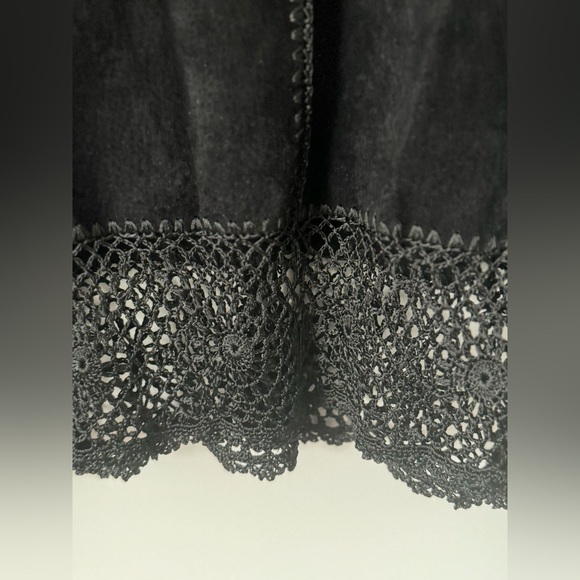 Red Fashion vintage suede  and crochet vest Scully Black Suede Leather Crochet L - Picture 10 of 11